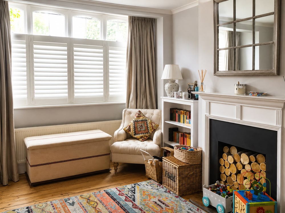 Café style shutters in a genuine living room installation