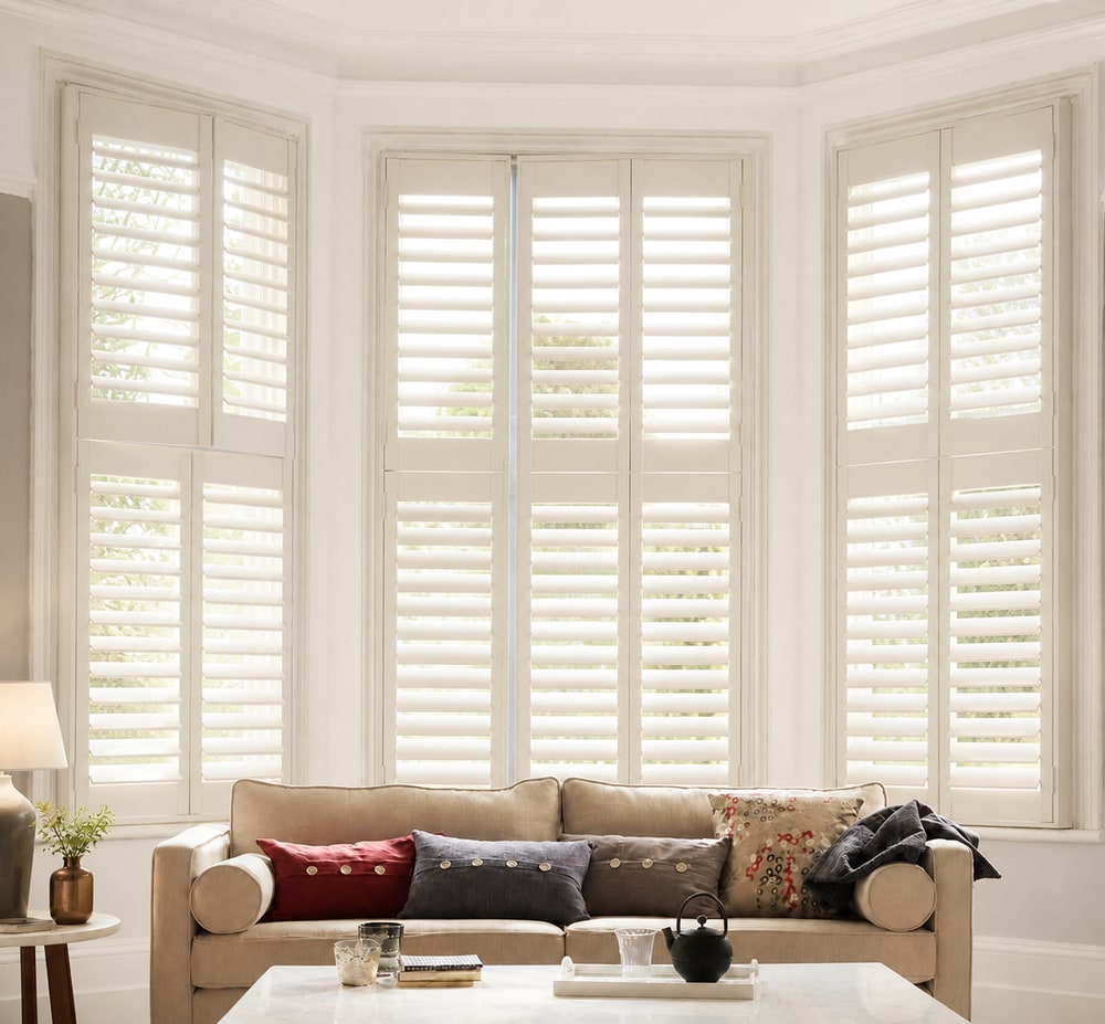 Tier on tier shutters in a bright living room
