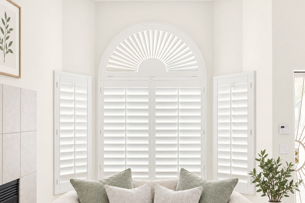 Shutters made for an unusual shaped window
