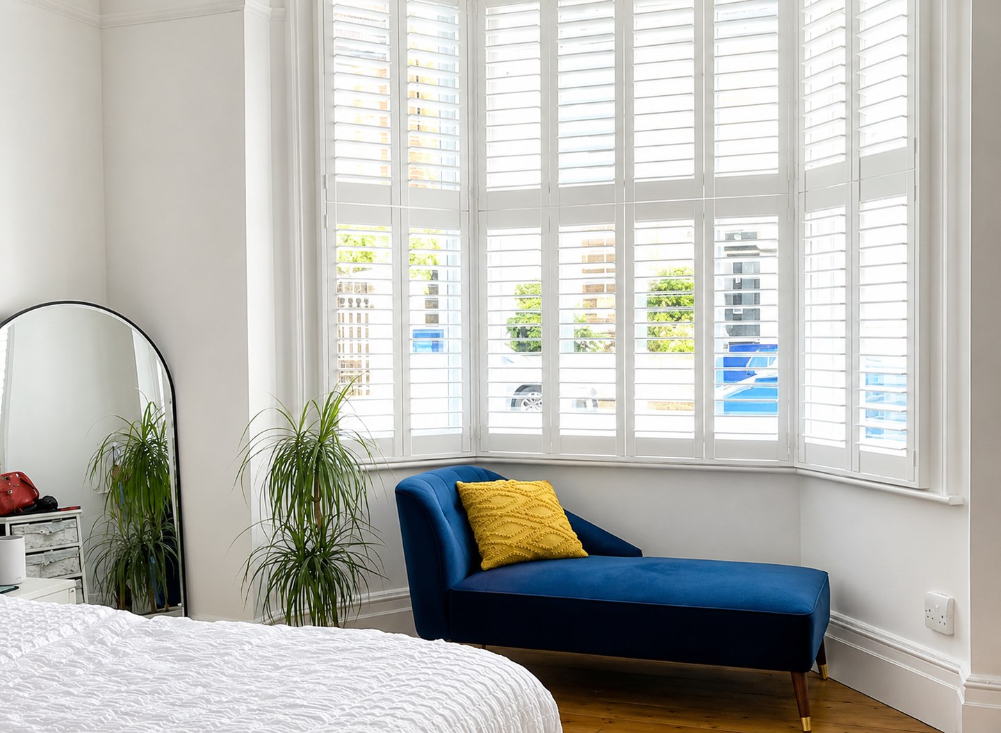 Large bay window with Cuba basswood shutters in Crystal Palace