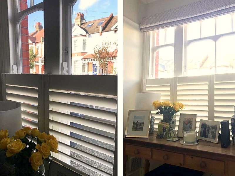 Café-style shutters fitted to triple sash windows in Chiswick