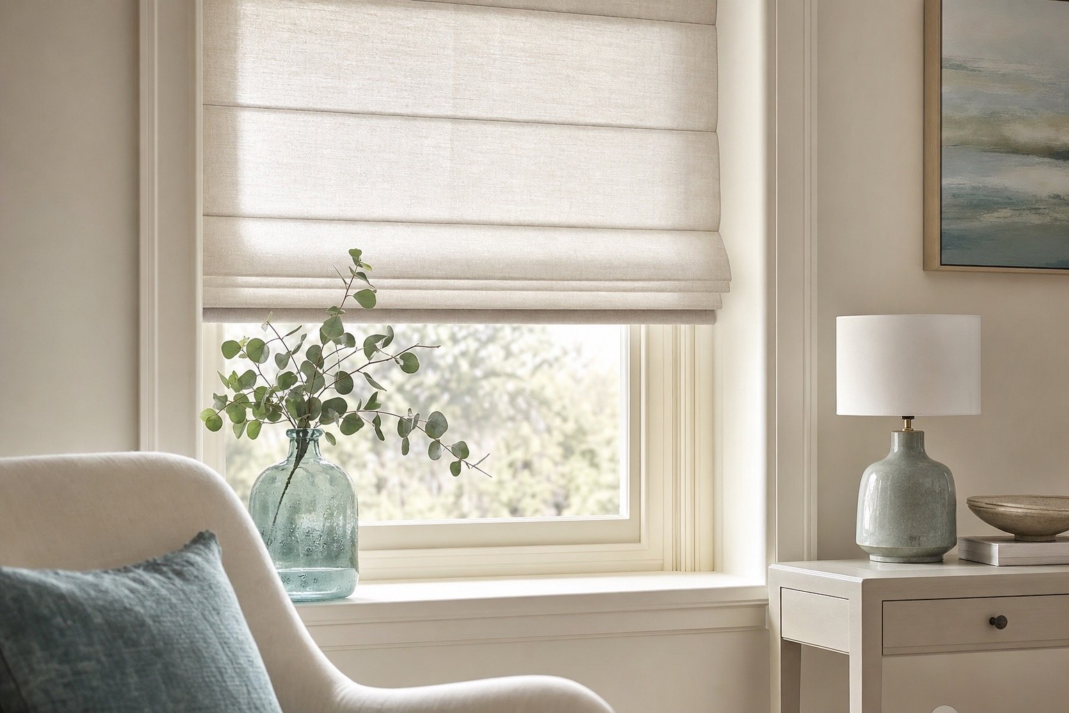 Roman blind in a refined interior