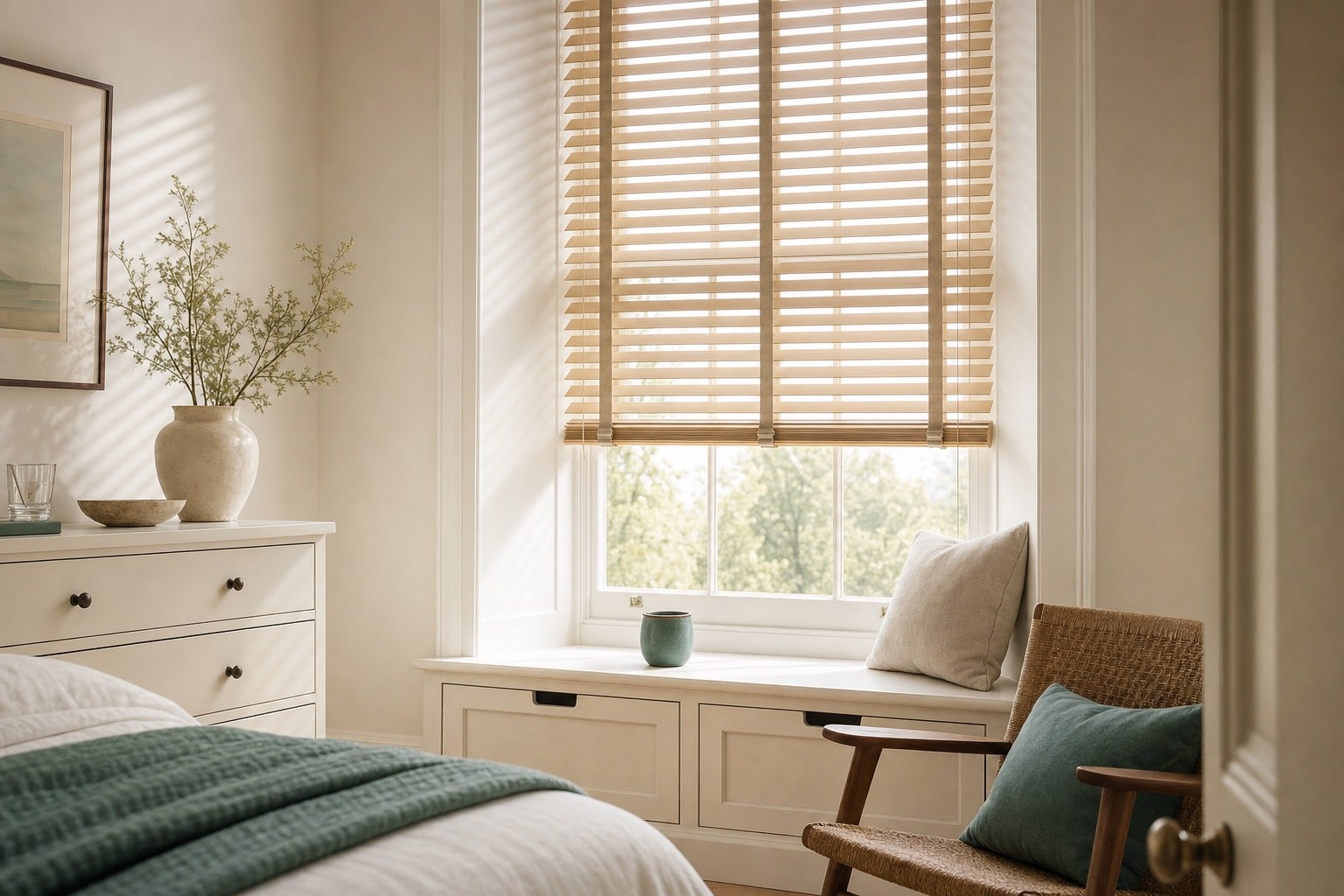 PURE Wood Venetian blinds in a modern kitchen