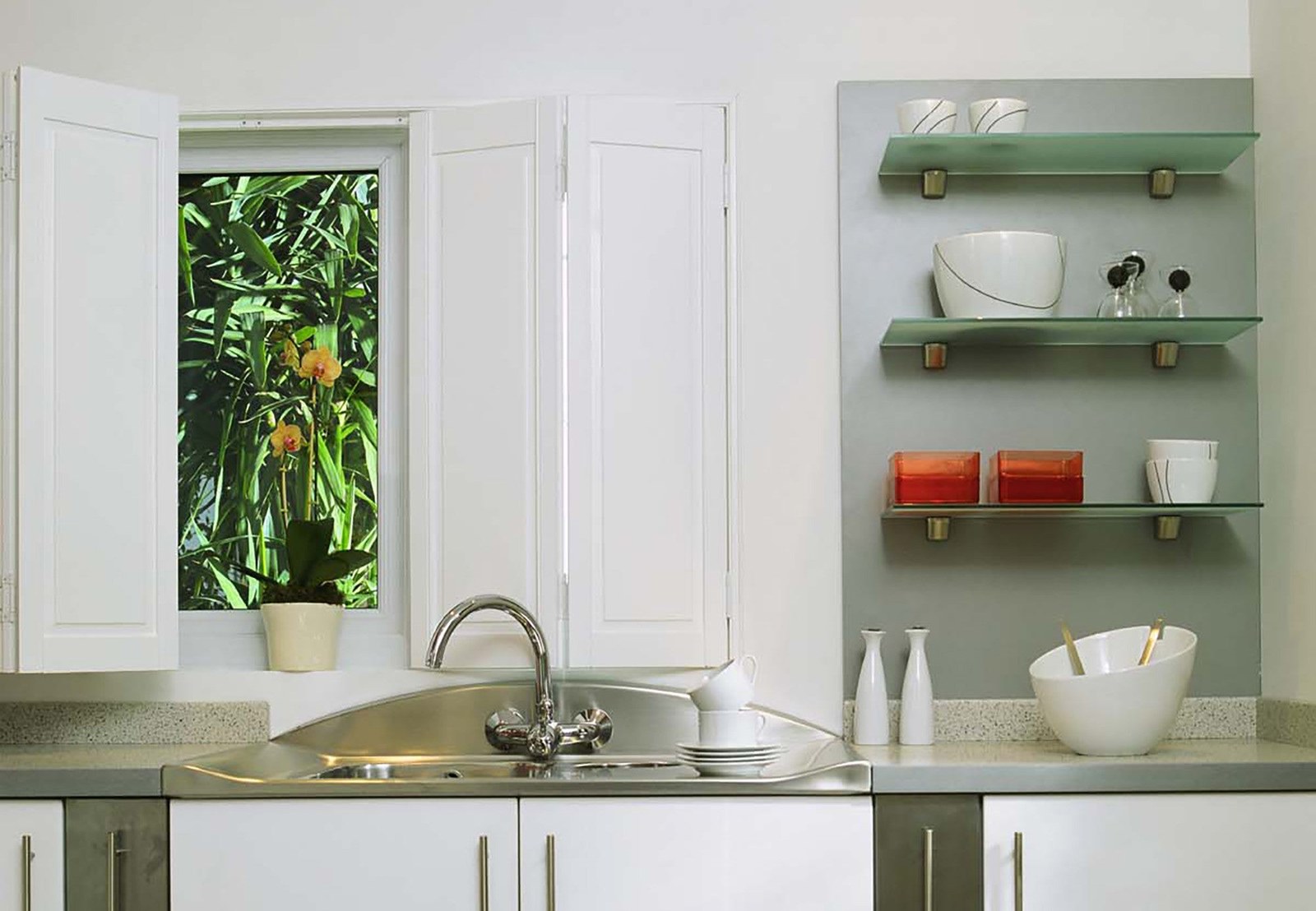 Solid Raised shutters fitted in a kitchen