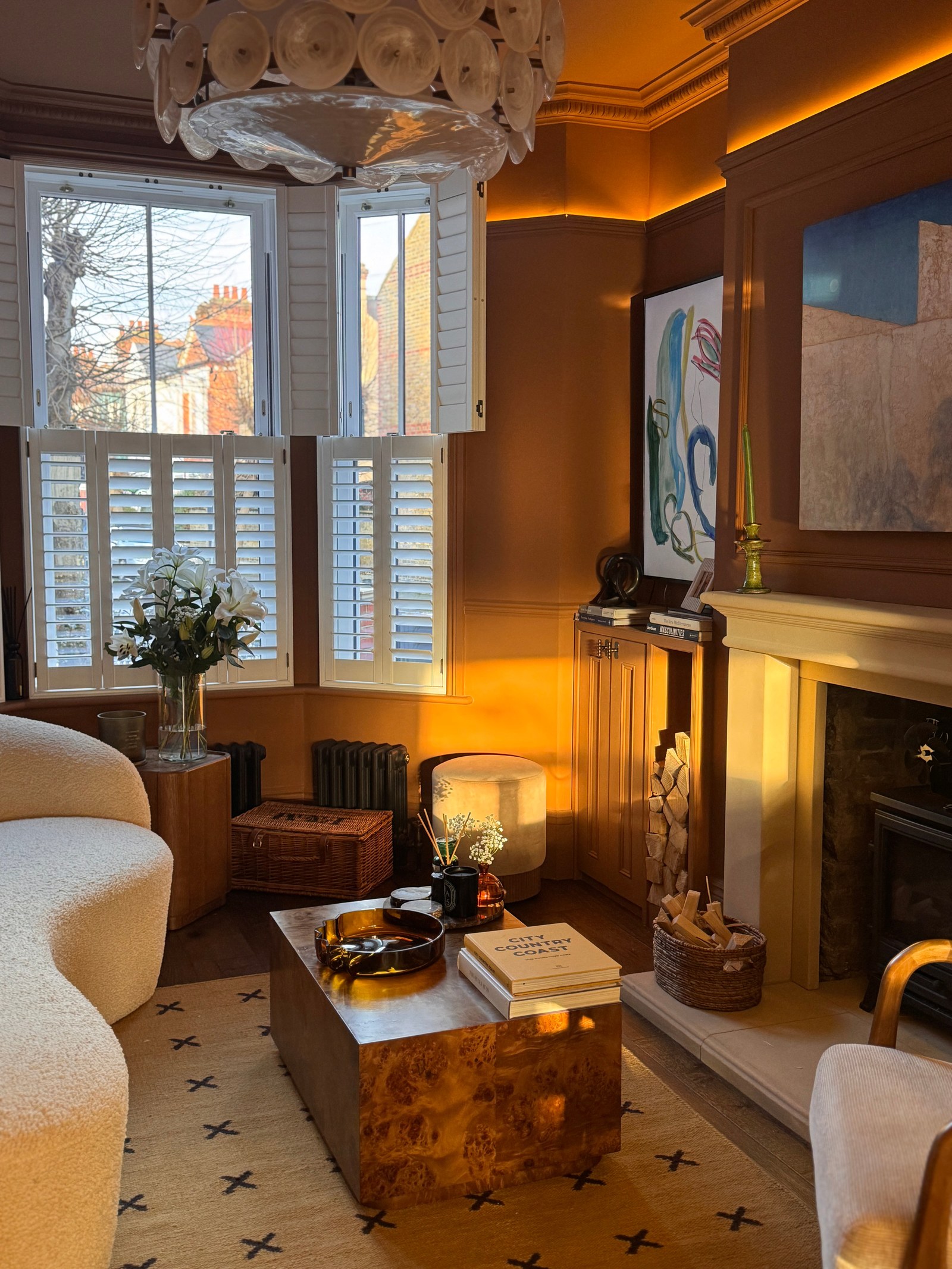 Tier on Tier plantation shutters in a Victorian Tooting living room