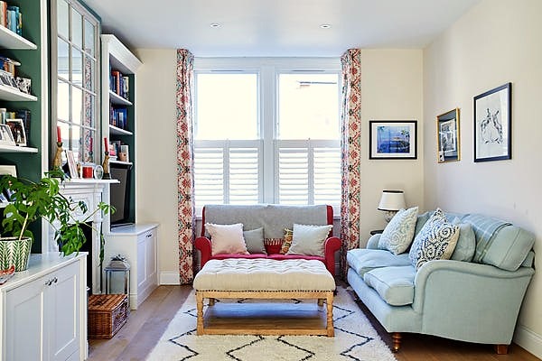 living room with cafe shutters on the window. Photo taken in a property in Shepherd