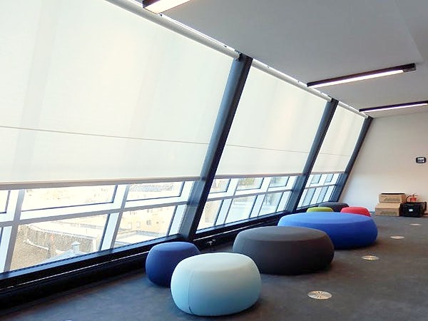 large windows with shy blinds