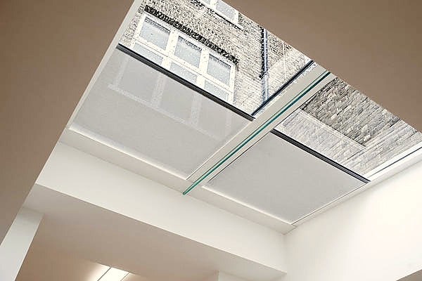sky lights with half open blinds