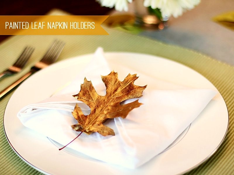 decor idea: painted leaf napkin holder