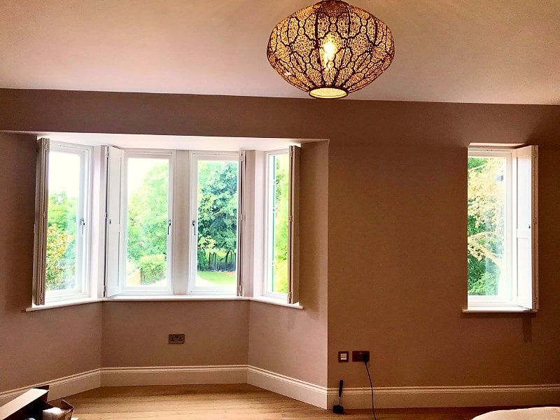 Bay Window Shutters in Thames Ditton, Surrey | Solid Shaker Shutters