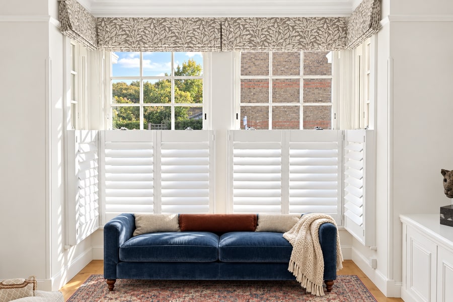 Café-style shutters in a London living room