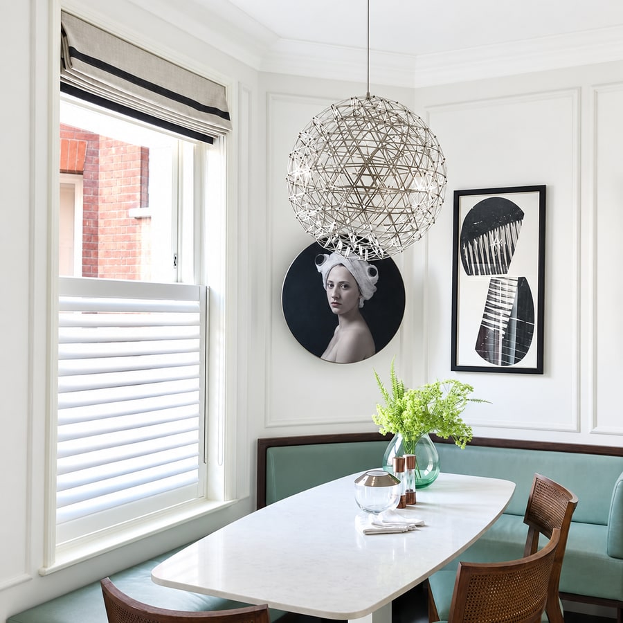 Café style shutters in a dining nook