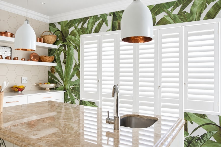 Portchester aluminium shutters in a kitchen